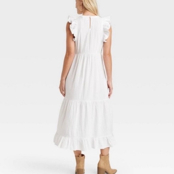 Universal Thread Women’s Flutter Sleeveless Tiered Dress, White,  Medium - Picture 12 of 13